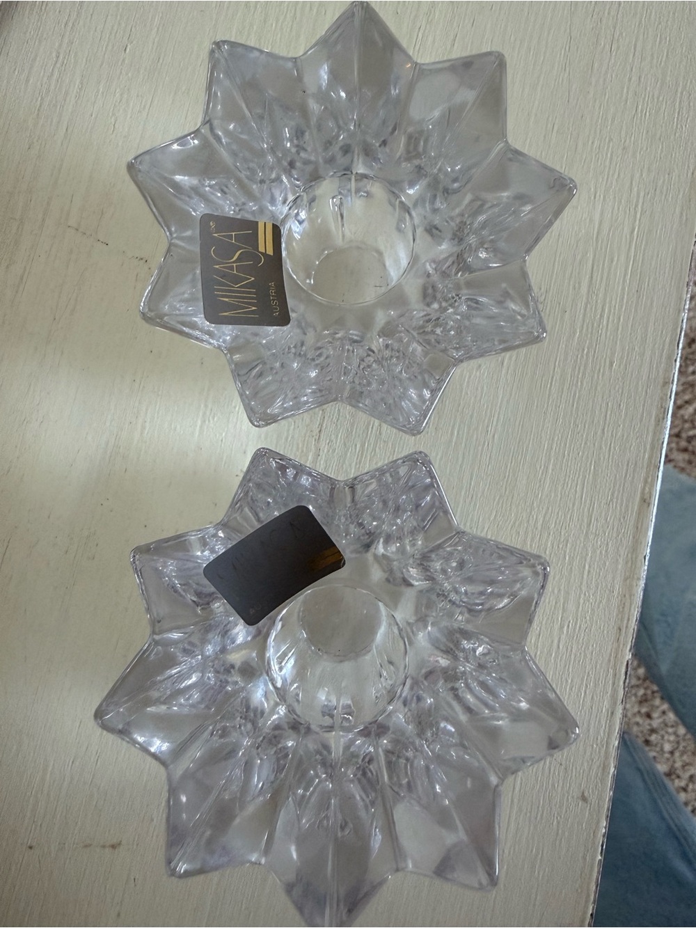 Mikasa Clear Starburst Glass Candle Holders - Set of 2